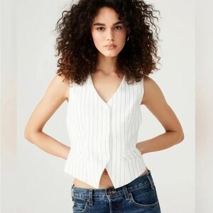 White Striped Women's Vest Top